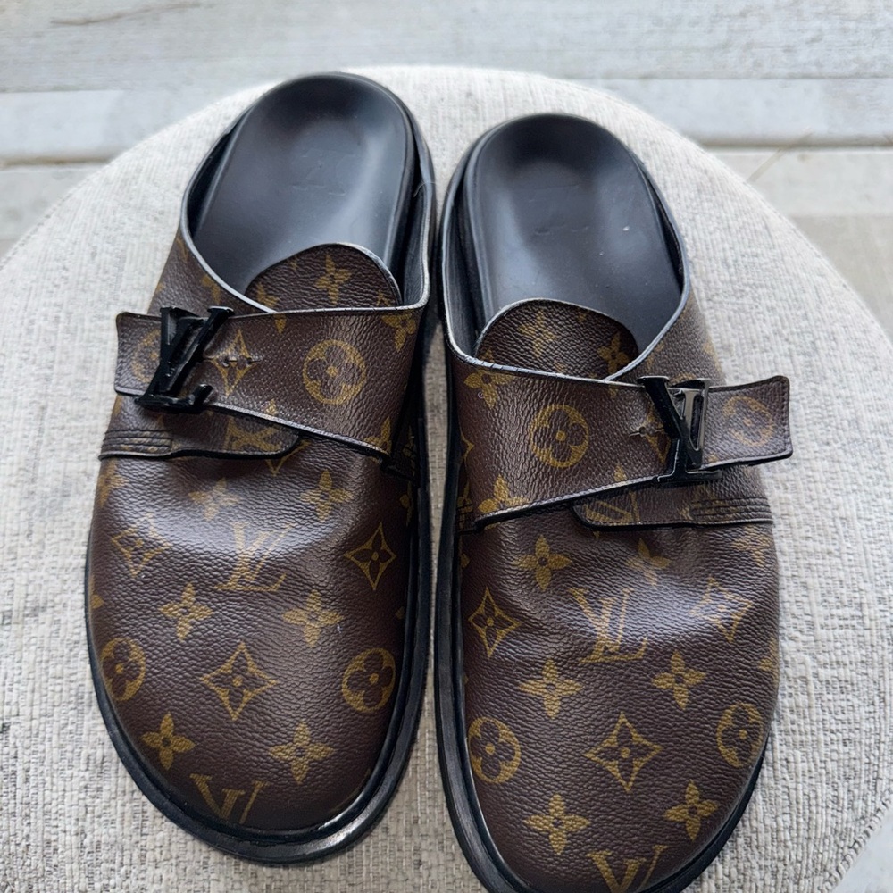 Louis Vuitton Brown and Black Slip-On Loafers